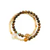 Pulseira Cinco Elementos para Mulheres, Pulseira de Contas de Cristal Branco Natural, Alto Padrão de Luxo Leve, Joias de Nicho Estilo Chinês Novo
