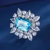 Nuevo anillo de cobre chapado en oro de color simulación tesoro cuadrado temperamento lujo europeo y americano para mujer piedra principal 10*14 2023