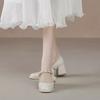 Não Cansativo para os Pés, Saltos Grossos, Saltos Altos, Vestido de Casamento, Sapatos de Casamento, Sapatos Femininos Xiuhe Francês Finos Brilhantes de Cristal para Madrinhas e Noivas, Uso Duplo