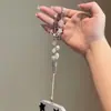 Estilo Ins Dulce Fresco Accesible Lujo Chica Flor Rosa Lazo Cadena para Colgar Teléfono Móvil Cadena de Cámara Ccd Cuerda Anti-Pérdida con Cuentas