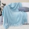 Manta Fresca Estilo Nórdico com Borlas Manta de Sofá Cobertor Xale de Luxo Leve Manta de Fim de Cama Manta Verde para Pousada Toalha de Fim de Cama