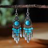 Novos brincos de turquesa Diamante - embutido multi-camada estilo étnico retro liga brincos Yunnan brincos borla fornecimento por atacado