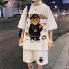 Traje de Dibujos Animados Estilo Hong Kong para Hombre Verano Moderno de Manga Corta y Pantalones Cortos Conjunto de Ropa para Hombre con Atractivo Conjunto Deportivo Casual de Dos Piezas