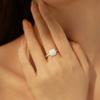 Nuevo anillo cuadrado de diamantes brillantes para mujer, pequeño anillo cuadrado de azúcar, anillo ligero de lujo para mujer, anillo para la vena del dedo índice, anillo de diseño de nicho.