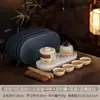 Juego de Té de Viaje de la Cerámica Ru de Dunhuang - Logo Personalizado para Reuniones de Empresa y Regalos de Aniversario - Souvenir Práctico para Clientes