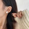 Pendientes de concha natural estilo retro francés, llenos de diamantes, exquisitos, elegantes, de alta calidad, ligeros, de lujo, únicos, para mujer