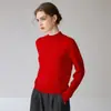 Suéter de cachemira de cuello medio, nuevo estilo de invierno para mujer, base de color liso, ajustado, suave, tejido, suéter corto