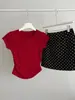 Estilo Americano Retrô Desejo Puro Spice Girl Vinho Tinto Elegante Branco Cintura Emagrecimento Ombro Caído Manga Curta Moda Verão Feminina