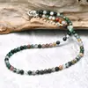 Moda Europea y Americana Collar de Cuentas de Ágata India Pulsera Multicapa Tejida a Mano para Mujer Pendientes Juego de Tres Piezas Joyería al por Mayor