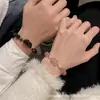 Colección de Pulseras para Pareja Qi Yi Obsidiana Plateada Natural Cabeza de Gato Sin Rostro Pulsera de Ojo de Gato Blanco Joyería para Mejor Amigo Nuevo Estilo Chino
