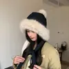 Sombrero de Felpa Estilo Coreano de Invierno para Mujer, Gorro Grueso Cálido de Algodón, Sombrero de Lana Adelgazante, Sombrero de Felpa a Prueba de Frío