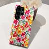 Capa de Celular com Estampa Completa de Flores Vermelhas, Rosas e Amarelas com Padrão de Concha para Samsung S26Ultra, Capa de Menina com Película Brilhante de Cobertura Total