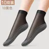 10 pares de meias curtas finas de verão para mulheres, tamanho extra grande, anti-puxões, duráveis, com sola de algodão, meias curtas antiderrapantes atacado