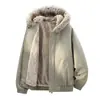 Parka con Capucha para Hombre, Estilo Retro Americano de Moda, Nueva Colección Otoño/Invierno 2026, con Cuello Grande de Piel, Chaqueta Acolchada de Algodón, Cortavientos, Forrada de Polar, Engrosada