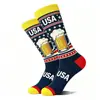 Nuevos Calcetines de Media Pantorrilla de Moda Otoño e Invierno de Amazon con Temática de Cerveza, Calcetines para Hombre de Comercio Exterior, Calcetines de Algodón de Moda Transfronterizos con Forma de Copa de Vino