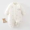 Mameluco de una pieza para bebé, ropa de dormir sin costuras, mameluco fino de algodón para recién nacidos, adecuado para todas las estaciones, cálido atuendo para gatear al aire libre para niños y niñas