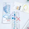 Juego de Reglas Anti-Miopía a Gran Escala de 20 cm, Juego de Cuatro Piezas, Regla Transparente para Estudiantes, Escuadra, Juego de Transportador