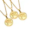 Collar de acero de titanio con moneda retro personalizada Ojo de Horus para mujer, nicho de alta calidad, cadena para clavícula 18K de oro, todo a juego, al por mayor