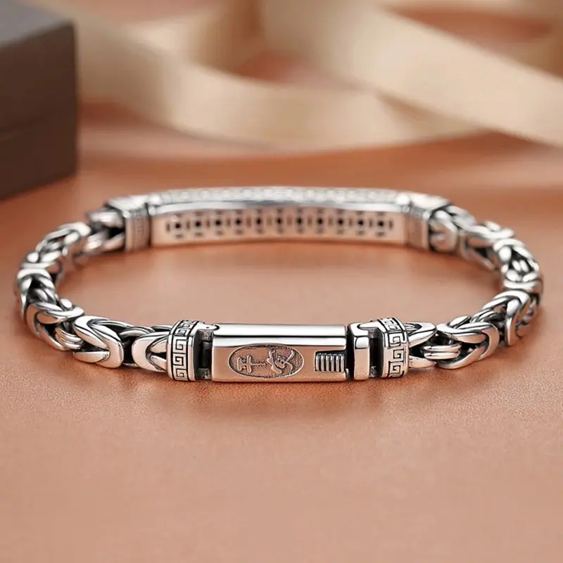 New-Handmade-Silver-Men-s-Brac