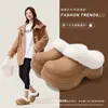 Pantuflas Peludas de Suela Gruesa para Mujer en Invierno, Para Usar al Aire Libre, Forradas de Felpa, Cálidas, Que Aumentan la Altura, Antideslizantes, Impermeables, Pantuflas de Algodón con Puntera para Mujer