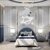 Fondo de Pantalla de Astronauta Habitación de Niño Revestimiento de Pared Habitación Infantil de Lujo Ligero Revestimiento de Pared de Cabecera Mural Decorativo Ecológico