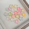 Base de Flor de Cinco Pétalas Bicolor com Carimbo Dourado em Acrílico Materiais para Arranjo de Flores DIY Acessório de Cabelo Vintage Contas Soltas