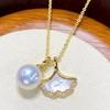 Pendente de Pérola Natural Edison Folha de Ginkgo + Colar de Madrepérola Branca Banhado a Ouro 18K - Venda Quente de Outono Novo Xiaohongshu