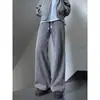 Pantalones Casuales Vintage con Patrón de Trigo para Hombre, Tendencia Primavera y Otoño Estilo Americano Versátil Deportivos Holgados Caída Ancha Pierna Recta Pantalones de Chándal