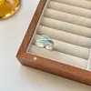 Anillo de Color Menta Estilo Japonés y Coreano para Mujer, Diseño de Nicho, Lujo Ligero de Alta Gama, Versátil, Estilo Minimalista, Estilo Ins, Anillo Abierto Ajustable