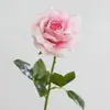 Flor de Rosa Artificial Única Estilo Europeu Decoração de Casa para Sala de Estar Decoração de Casamento Rosa com Borda Enrolada e Textura Realista