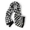 Bufanda de Punto de Cachemira para Mujer, Cálida y Versátil, Bufanda Casual de Longitud Media, Bufanda Gruesa con Patrón de Diamantes Retro para Otoño e Invierno al por Mayor