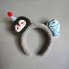Diadema Linda Bola de Pelo Cabeza de Pingüino Pequeño para Mujeres Dulce Dibujo Animado Mascarilla para Lavado de Cara Accesorios para el Cabello de Pez Pequeño Tocado para Mujeres