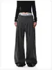 Moda Trade Retrô Americano Simples Cimitara Plissado Roupa de Trabalho Tendência Perna Larga Verão Solto Personalidade Unissex Casual Calça Longa