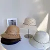 Sombrero de Pescador de Paja de Papel Hecho a Mano para Mujer, Sombrero de Paja con Protección Solar, Estilo Hepburn, Sombrero de Cubo Grande Adelante y Pequeño Atrás, Vacaciones de Verano en la Costa