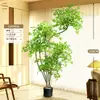 Planta Artificial Verde Nandina Bambu Planta Falsa High-End Luxo Leve Árvore Decorativa para Sala de Estar Ornamentação de Chão Interna Grande em Vaso