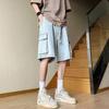 2026 Pantalones Cortos de Mezclilla para Hombre Verano Nuevo Estilo Coreano Marca de Moda Pantalones Cargo Multibolsillo Estudiante Elegantes Sueltos de Cinco Puntos