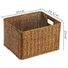 Mesa de Té Cesta de Bocadillos Mesita de Noche Caja de Almacenamiento Cesta con Cajón Cesta de Almacenamiento para Artículos de Baño Marco de Ratán de Plástico