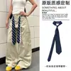 Corbata de Raya Estilo Universitario Cinturón Cadena de Cintura para Mujer 2025 Nuevo Estilo Bufanda Accesorios para la Cintura Bufanda de Seda Sexy