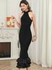 Vestido de cauda de peixe de comércio exterior com gola alta justo longo de alta qualidade emagrecedor vestido longo preto vestido tubinho inverno verão Mulheres