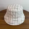 Sombrero de Pescador para Mujer, Estilo Japonés, Cuadros Simples, Sombrero de Sol para Adelgazar el Rostro, Sombrero de Cubo Versátil de Verano para Protección Solar, Sombrero de Sol para Exteriores para Hombre