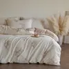 2026 Nuevo Juego de Cuatro Piezas Estilo Retro de Algodón y Lino Sábana y Funda de Edredón de Algodón Puro Floral para Dormitorio del Hogar Ropa de Cama