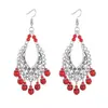 Aretes Bohemios con Borlas Turquesa para Mujer, Versátiles Retro Étnicos de Yunnan Exóticos