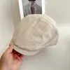 Gorra Plana Sencilla y Elegante Estilo Japonés de Lino Sintético para Mujer, Gorra de Tela Transpirable para Primavera y Verano, Gorra de Moda Versátil de Color Sólido, Gorra de Béisbol Estilo Harajuku