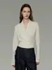 Suéter tejido de manga larga estilo francés UNSSPOKEN para mujer, cuello en V, jersey, elegante, de alta gama, diseño de nicho, top estilizado