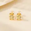 Brincos Yuebao Jewelry Citrino Natural Prata de Lei S925 Banhado a Ouro Corte Redondo Vintage Luxo Leve High-End