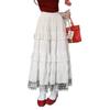 Falda Blanca Diseño para Mujer Falda de Encaje Tipo Pastel Primavera y Verano Cintura Alta Falda Larga Francesa Falda de Vuelo Amplio