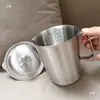 Taza medidora de acero inoxidable 304 con tapa Herramienta para hornear Comercial con escala Tienda de café y té con leche 1 litro