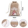 Bolsa de lino navideña, traje, paquete de regalo de dulces navideños, bolsillo con cordón, bolsa de tela pequeña