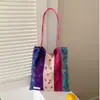Bolsa de tela de gran capacidad para mujer, Nuevo estilo étnico 2026, Bolso de hombro con bloques de color, Bolso ligero para clase y tutoría, Bolso de hombro