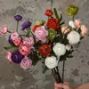 Flor de loto artificial estilo Morandi, rosa de té pequeña vintage de 5 cabezas en colores otoñales, decoración del hogar para casas de huéspedes y hoteles, superventas transfronterizo